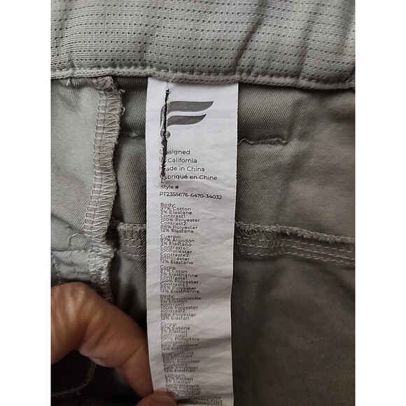 Fabletics High Side Chino Pants Mens 34x32(28) Taupe Slim Fit Stretch - Picture 7 of 9